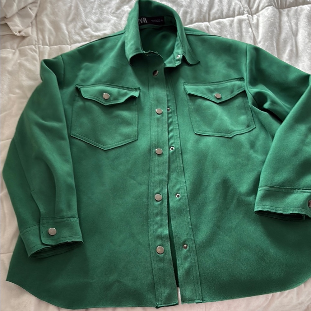 Zara Emerald Green Collar Detail